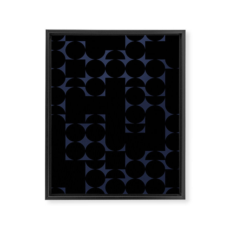 Midcentury modern geometric 01 black Framed Canvas Print Gallery Image 1