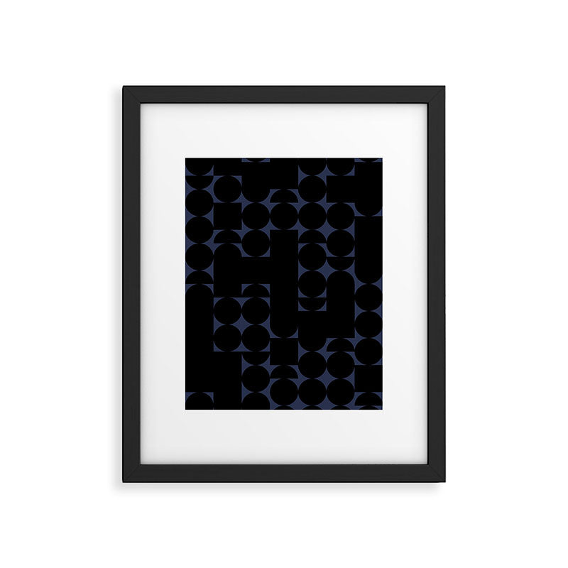 Midcentury modern geometric 01 black Framed Art Print Gallery Image 6
