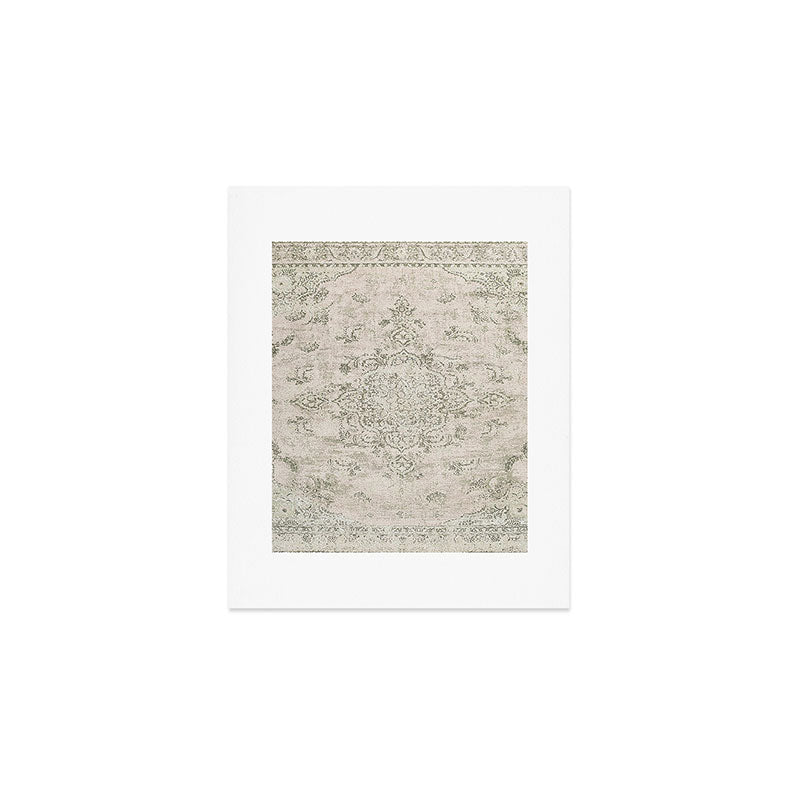 Antique Persian Neutral Vintage Rug Print Cream Art Print Gallery Image 1