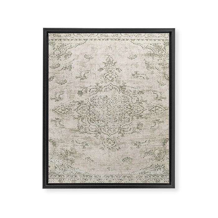 Antique Persian Neutral Vintage Rug Print Cream Framed Canvas Print Gallery Image 1