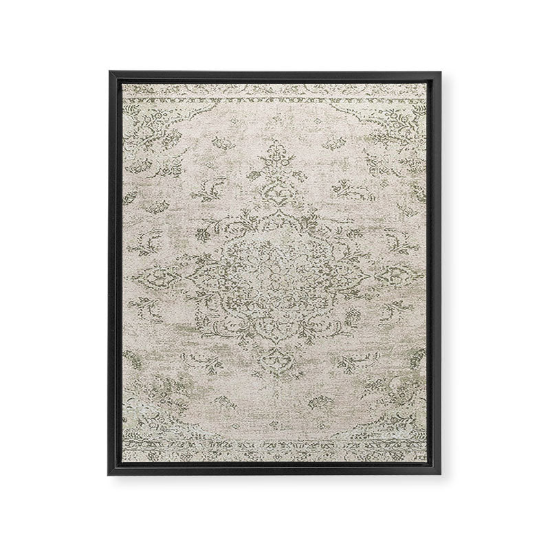 Antique Persian Neutral Vintage Rug Print Cream Framed Canvas Print Gallery Image 8