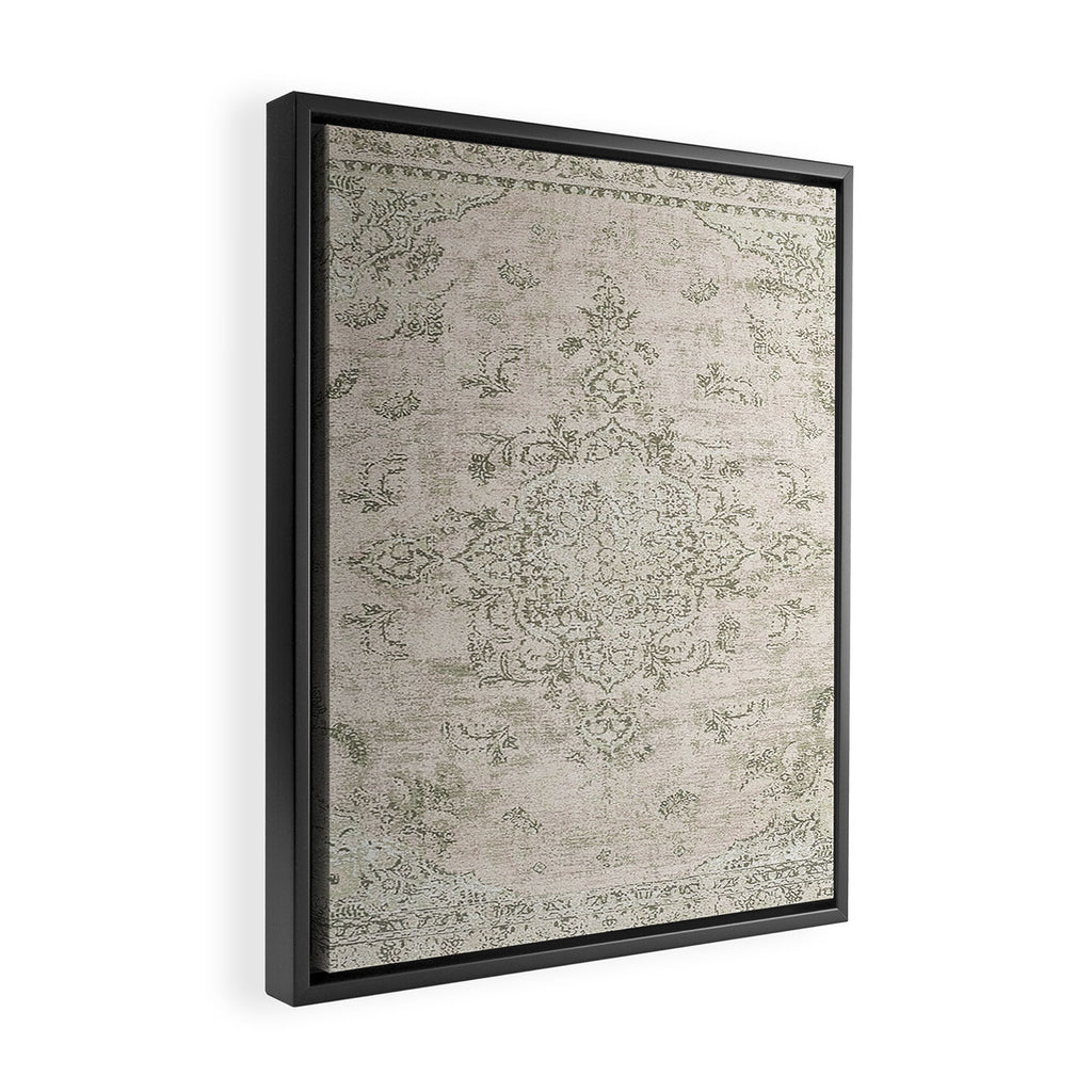 Antique Persian Neutral Vintage Rug Print Cream Framed Canvas Print Gallery Image 2