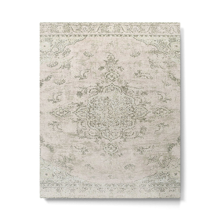 Antique Persian Neutral Vintage Rug Print Cream Metal Print Gallery Image 1