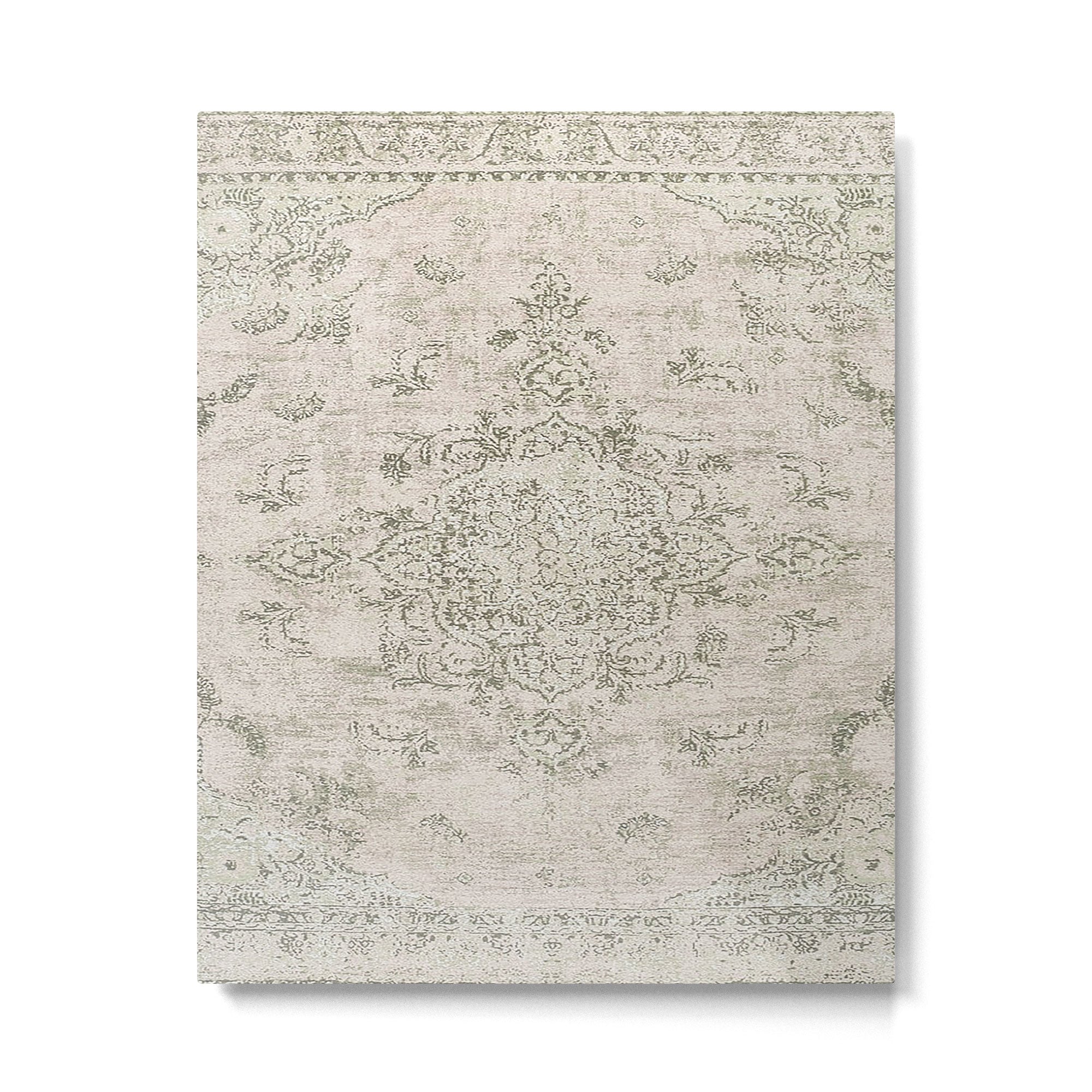 Antique Persian Neutral Vintage Rug Print Cream Metal Print Gallery Image 6