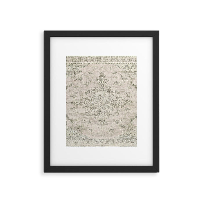 Antique Persian Neutral Vintage Rug Print Cream Framed Art Print Gallery Image 1