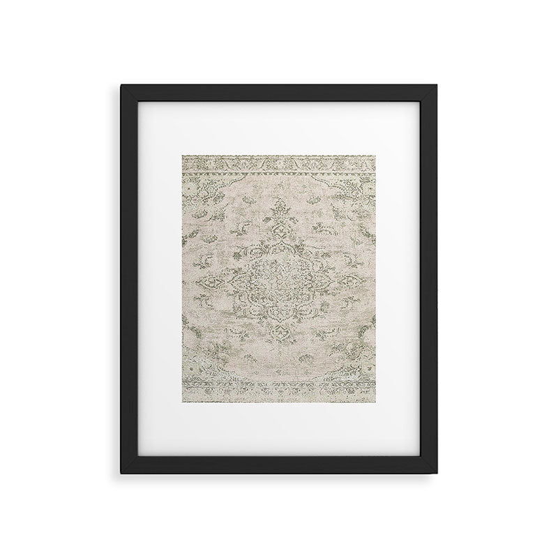 Antique Persian Neutral Vintage Rug Print Cream Framed Art Print Gallery Image 6