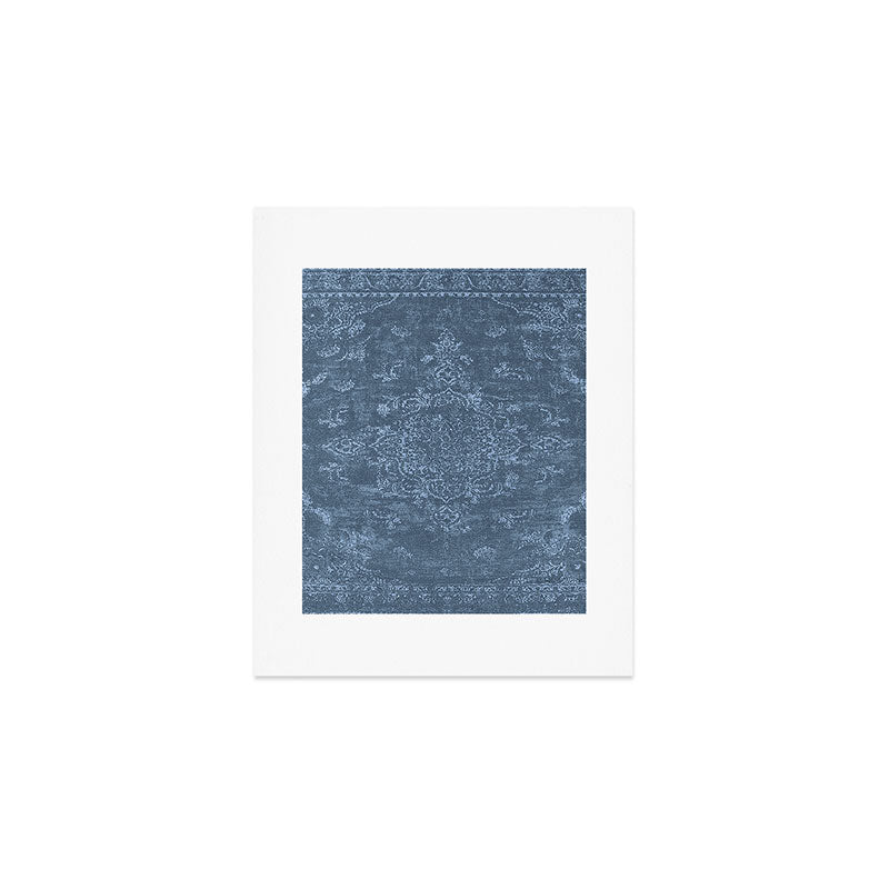Antique Persian Vintage Rug Petrol Blue Art Print Gallery Image 1
