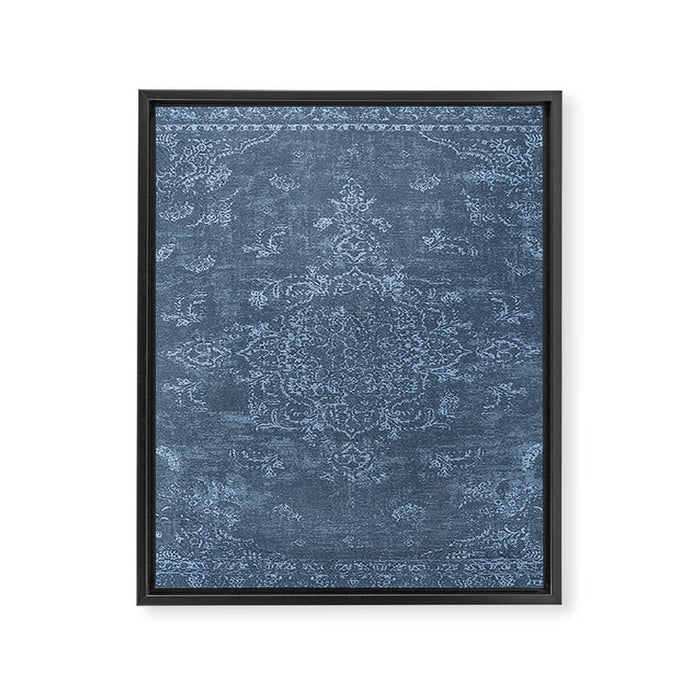 Antique Persian Vintage Rug Petrol Blue Framed Canvas Print Gallery Image 1