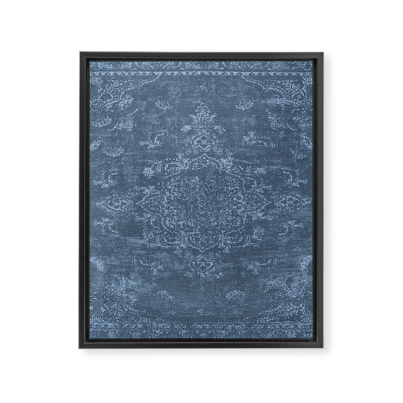 Antique Persian Vintage Rug Petrol Blue Framed Canvas Print Gallery Image 8