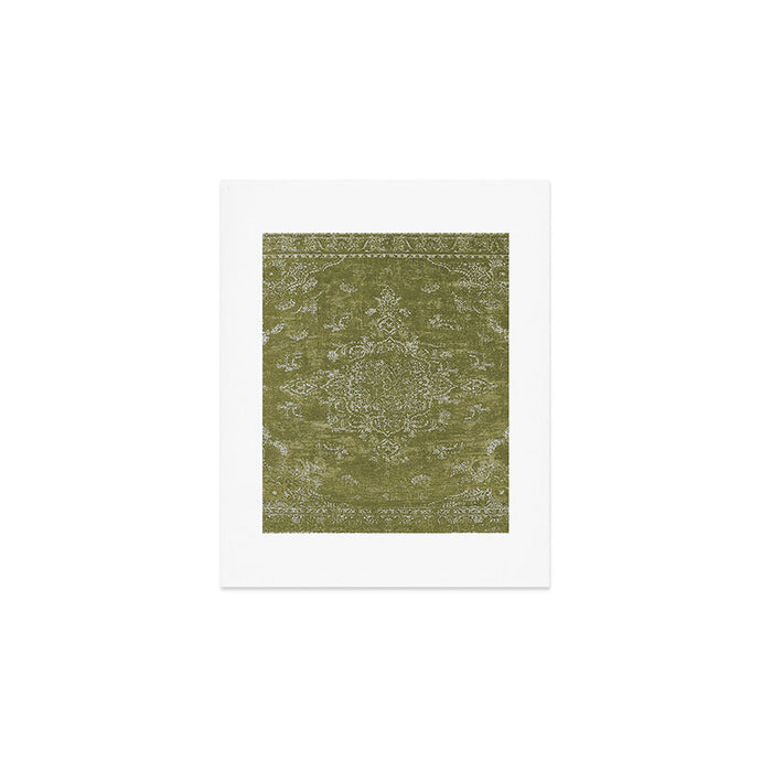 Antique Persian Vintage Rug Print Olive Green Art Print Gallery Image 1