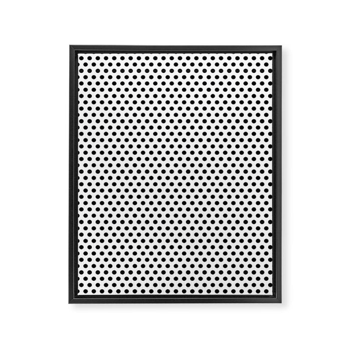 Black and White Polka Dot Framed Canvas Print Gallery Image 1