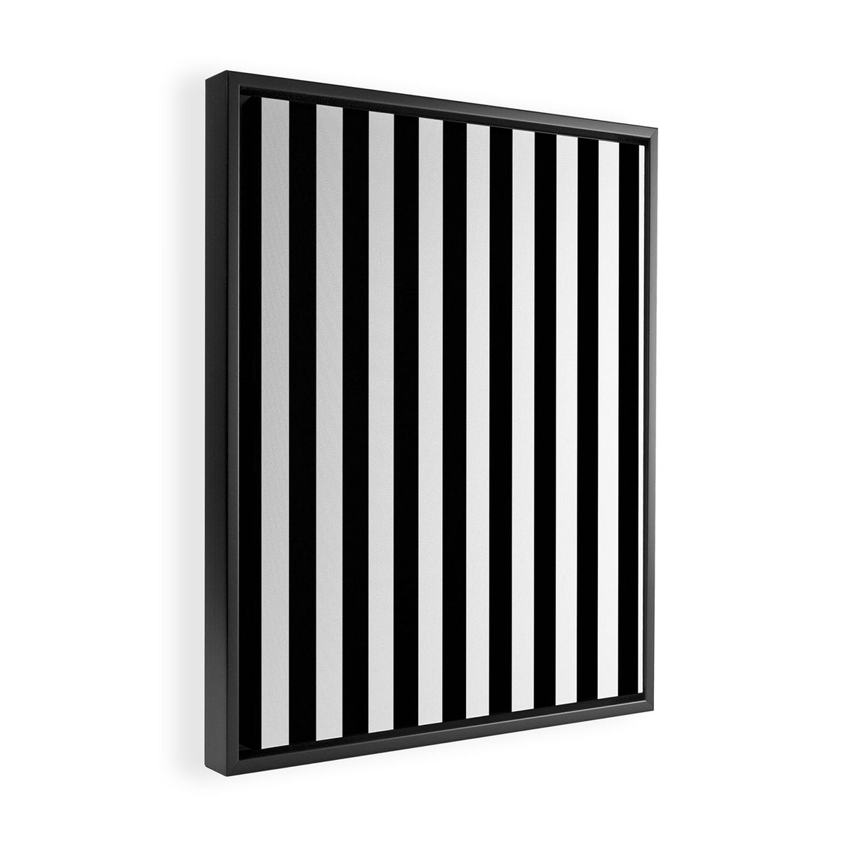 Black and white vertical stripes Classic cabana Stripe Framed Canvas Print Gallery Image 2