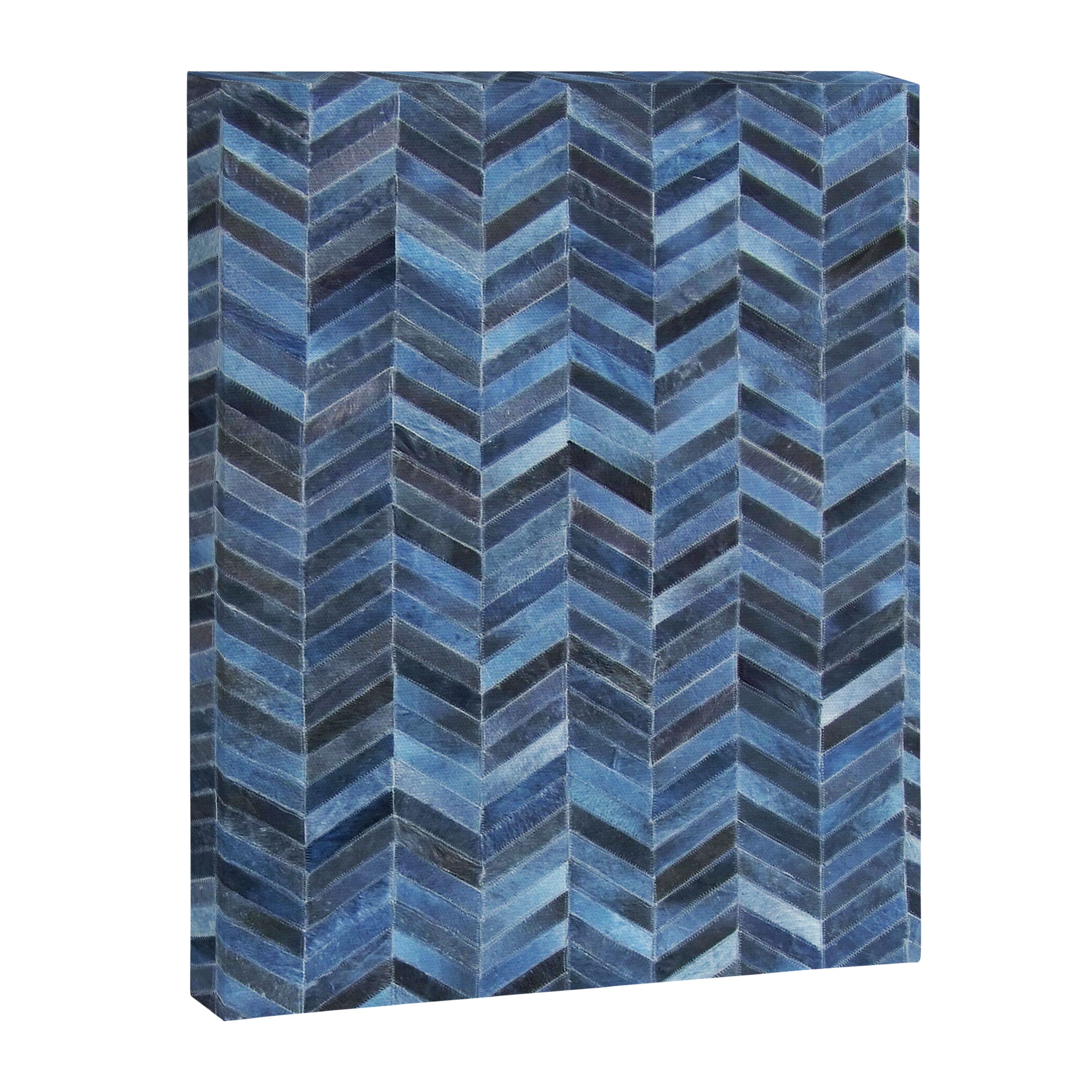 Blue cowhide patchwork geometric chevron Canvas Print Gallery Image 8