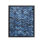 Blue cowhide patchwork geometric chevron Framed Canvas Print Gallery Image 8