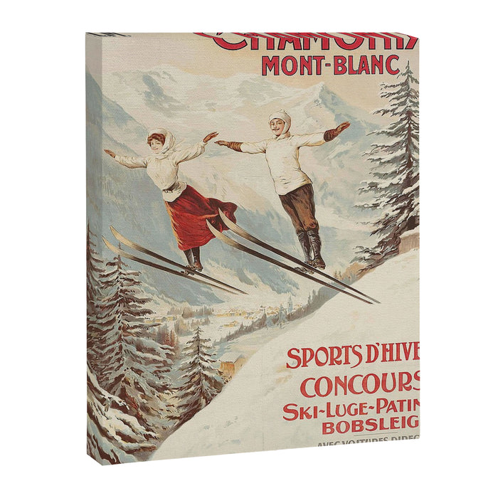 Chamonix Mont Blanc Vintage Ski Poster Canvas Print Gallery Image 1