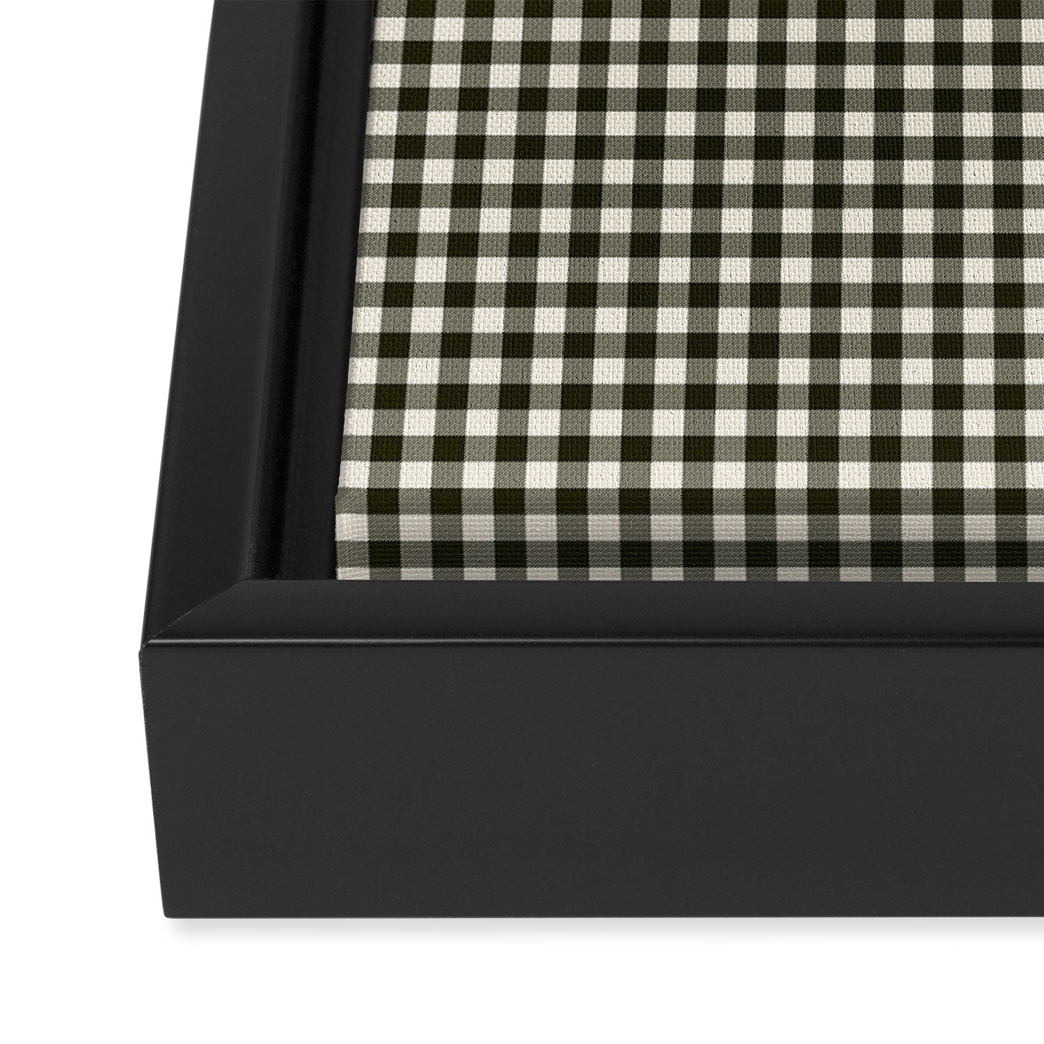 Dark Black Gingham Framed Canvas Print Gallery Image 3