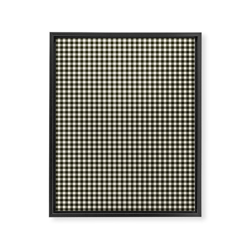 Dark Black Gingham Framed Canvas Print Gallery Image 8