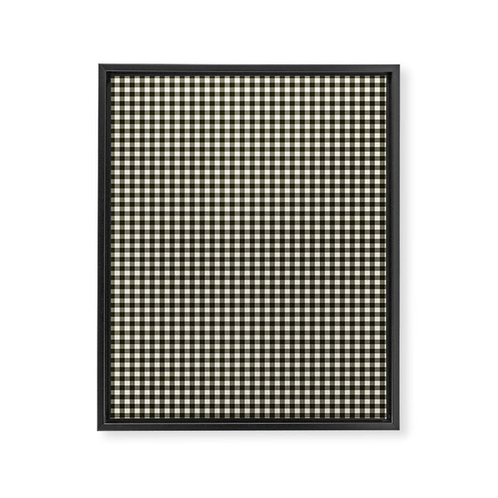 Dark Black Gingham Framed Canvas Print Gallery Image 1
