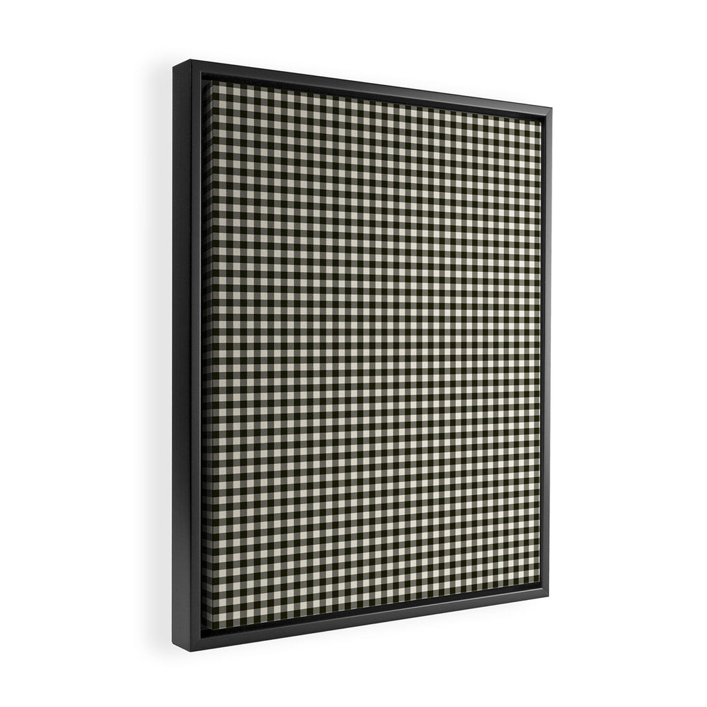 Dark Black Gingham Framed Canvas Print Gallery Image 2