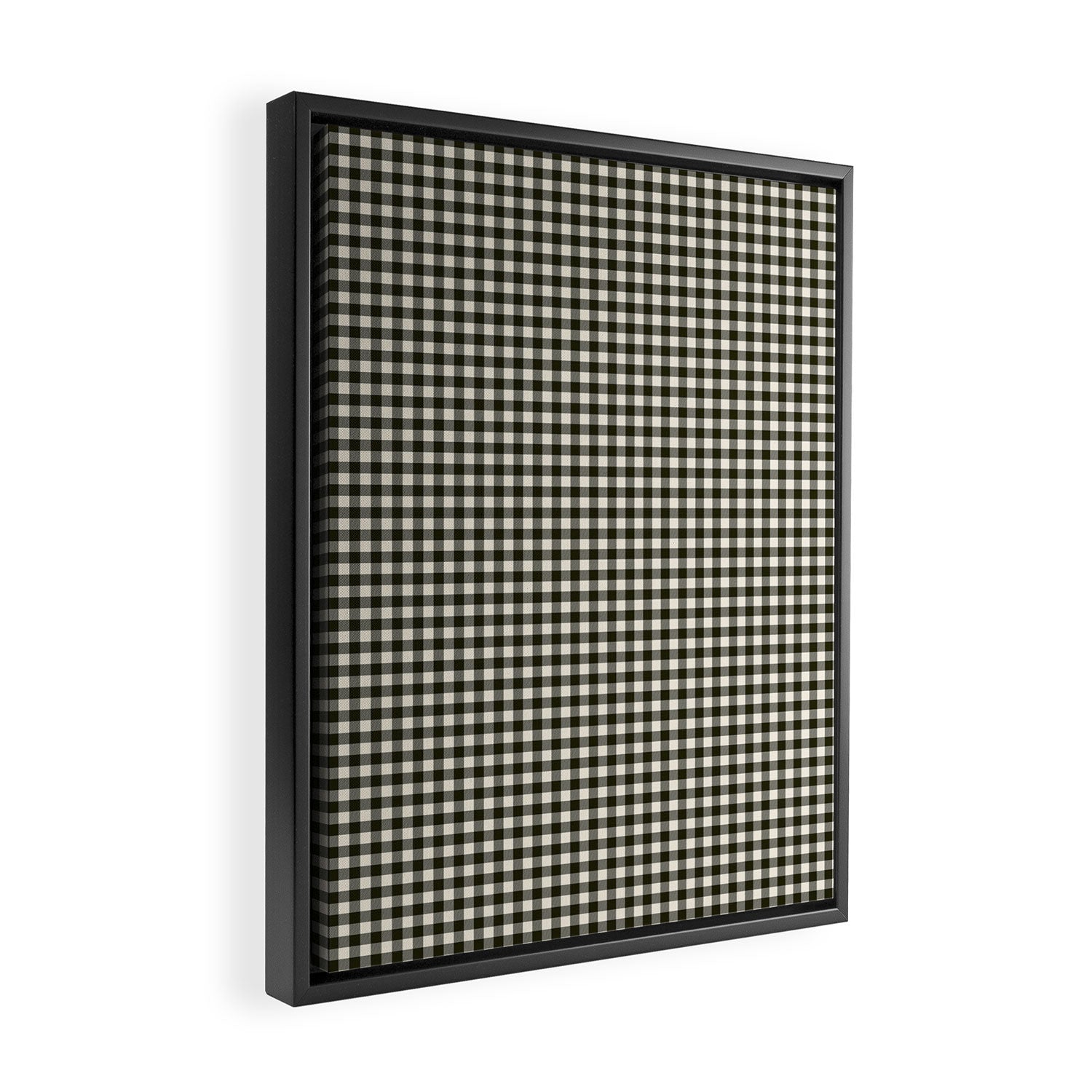 Dark Black Gingham Framed Canvas Print Gallery Image 2