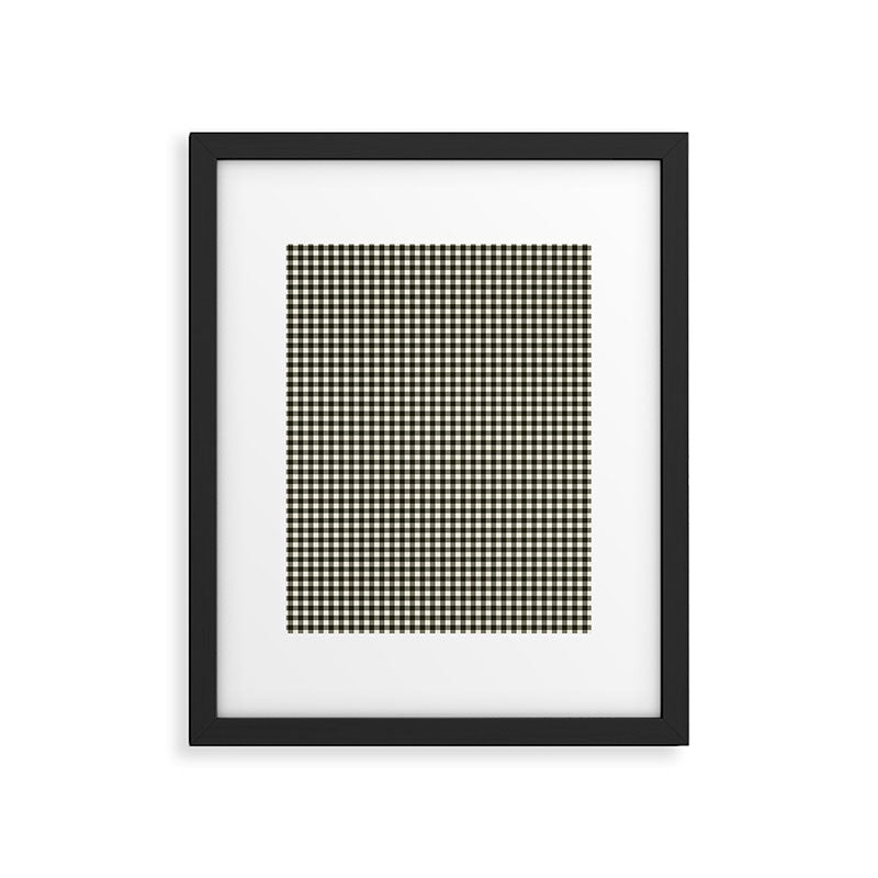 Dark Black Gingham Framed Art Print Gallery Image 6