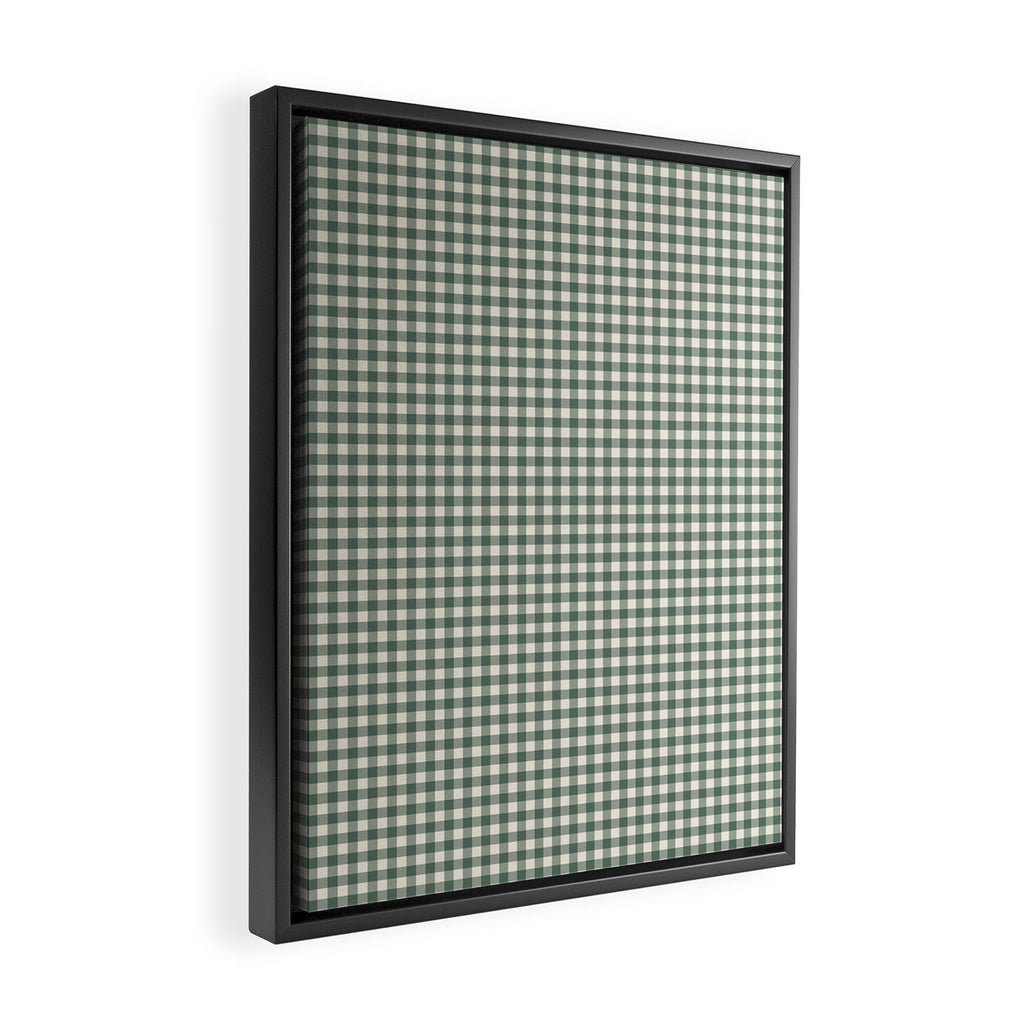green gingham Framed Canvas Print Gallery Image 2