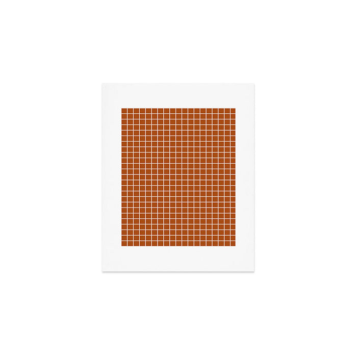Grid Lines Burnt Orange Geometric Art Print Gallery Image 1