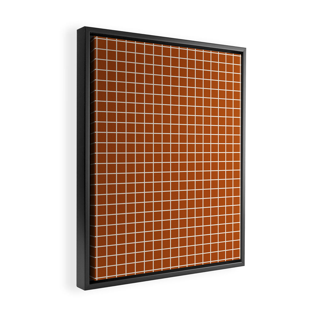 Grid Lines Burnt Orange Geometric Framed Canvas Print Gallery Image 2