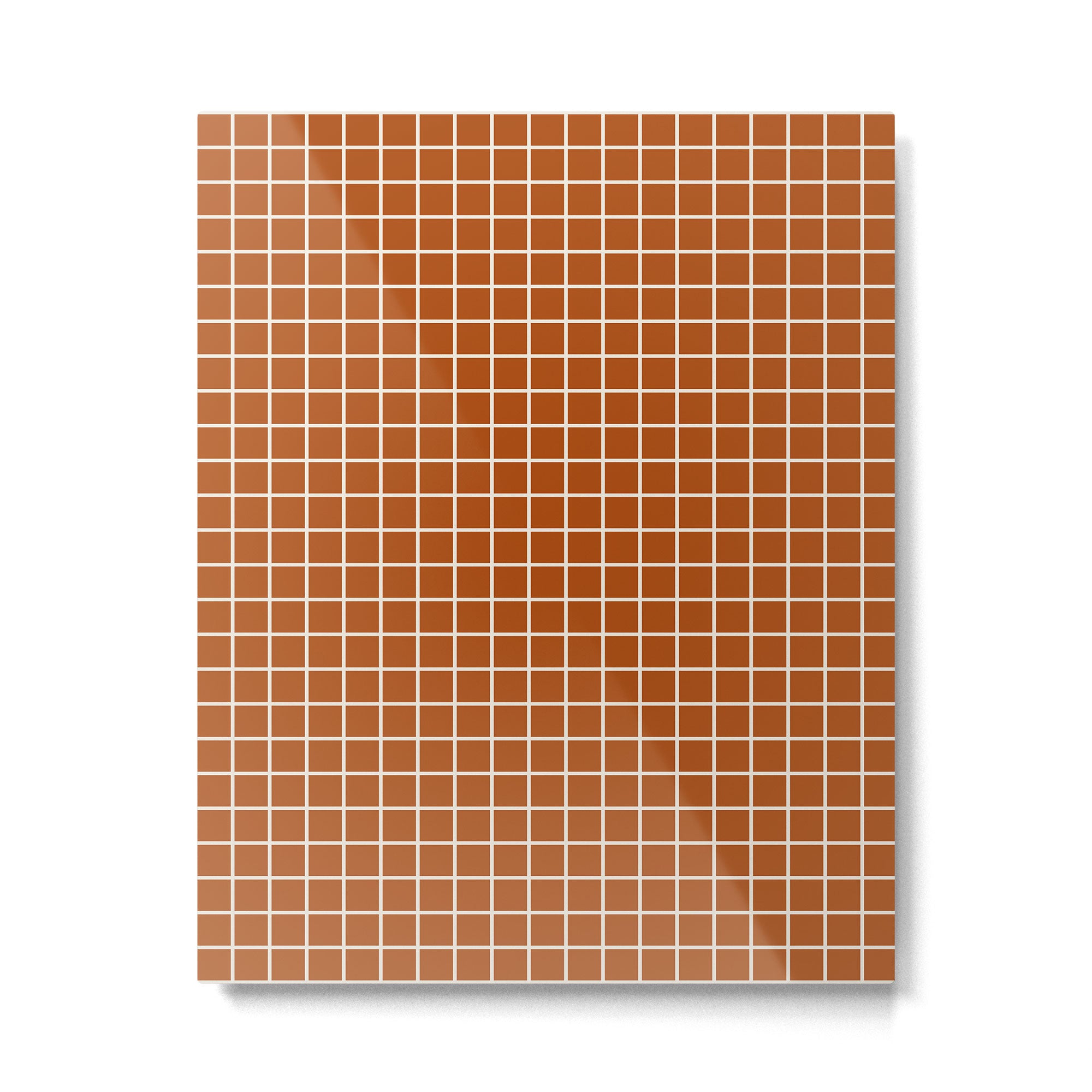 Grid Lines Burnt Orange Geometric Metal Print Gallery Image 6