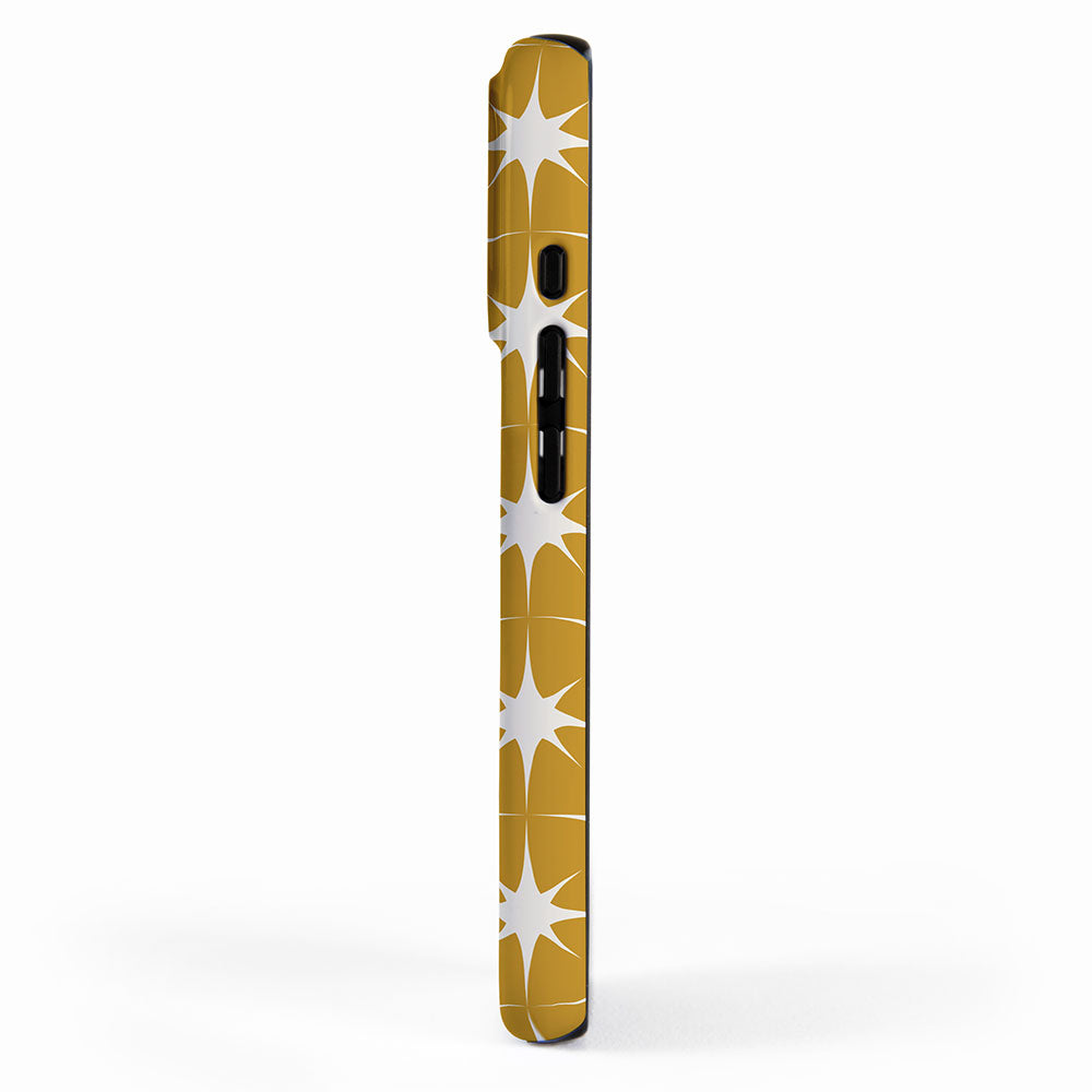 Mustard Yellow Midcentury Modern Atomic Starburst iPhone Case Gallery Image 2