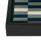 offset stripes Modern Geometric Abstract Shapes Green Black Cream Framed Canvas Print Gallery Image 3