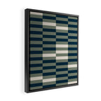 offset stripes Modern Geometric Abstract Shapes Green Black Cream Framed Canvas Print Gallery Image 2