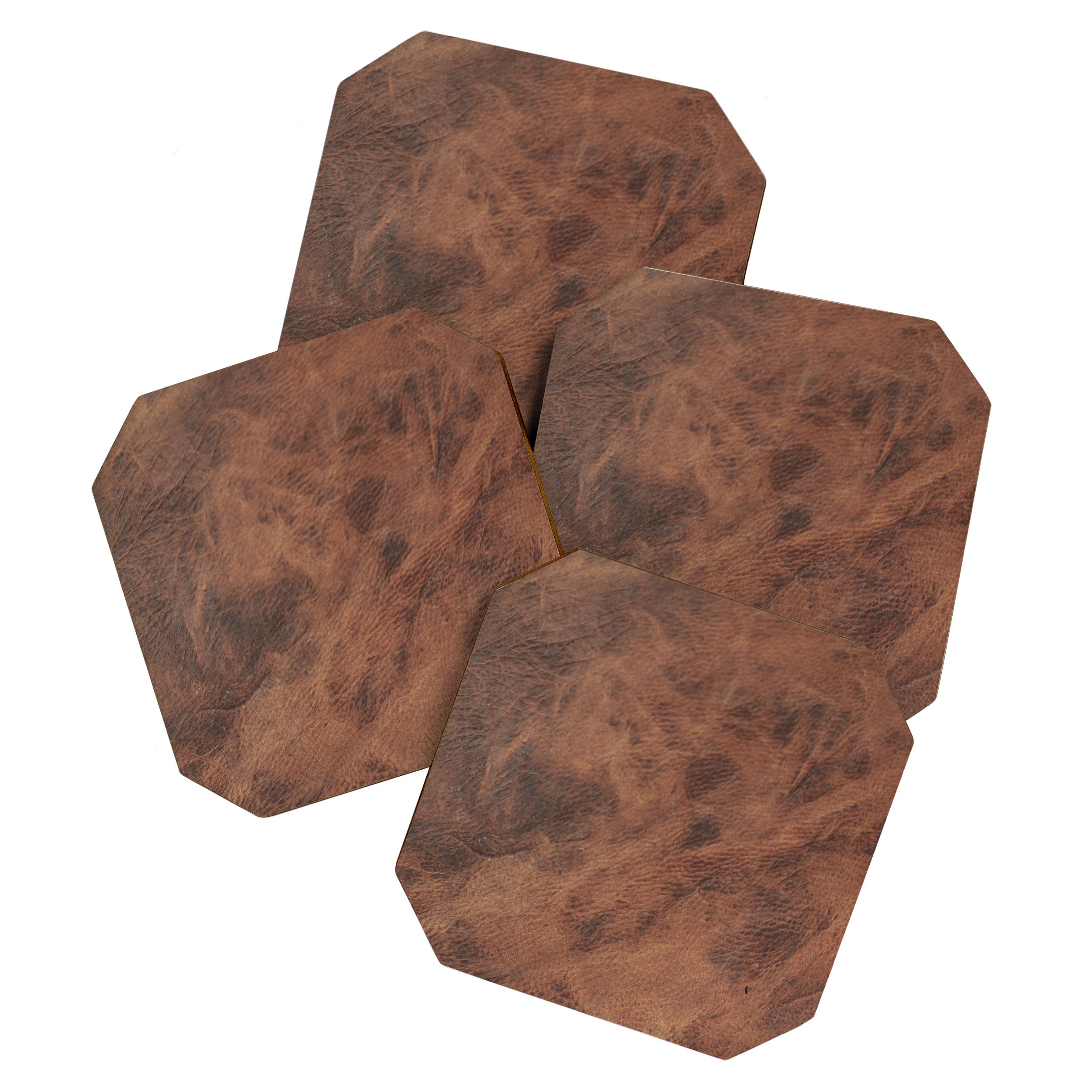 Old Tan Faux Leather Texture Coaster Gallery Image 1