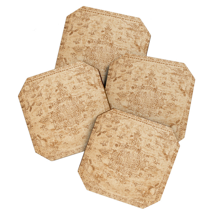 Oriental Style Antique Persian Vintage Rug Beige Coaster Gallery Image 1