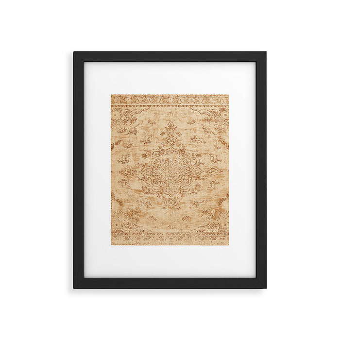 Oriental Style Antique Persian Vintage Rug Beige Framed Art Print Gallery Image 1