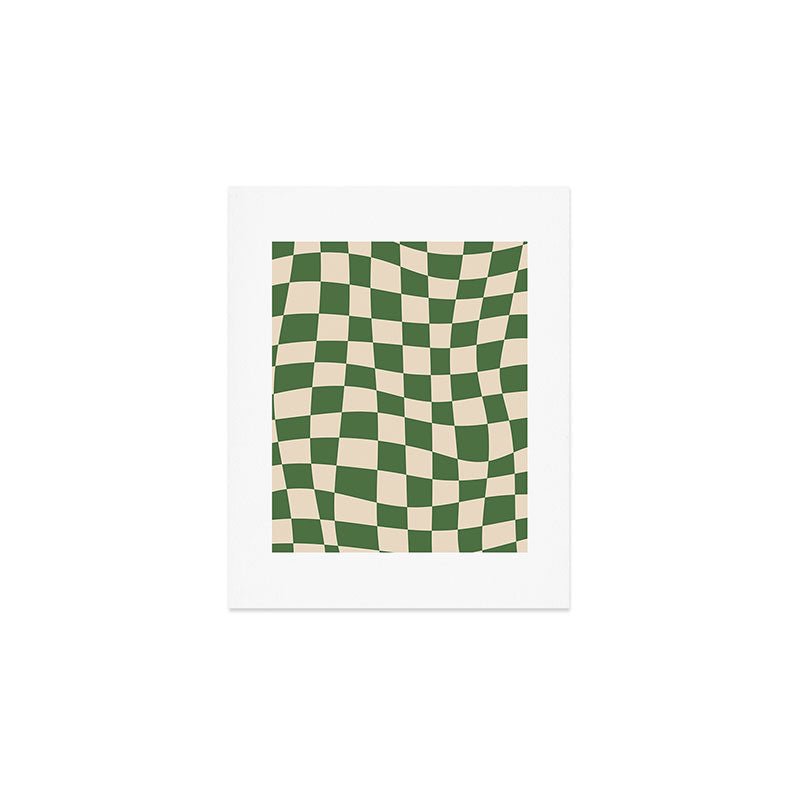 Retro Forest Green checkered Art Print Gallery Image 1