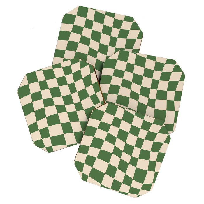 Retro Forest Green checkered Coaster Gallery Image 1