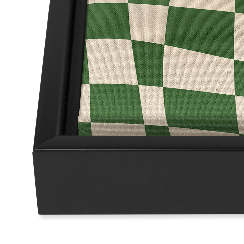 Retro Forest Green checkered Framed Canvas Print Gallery Image 3