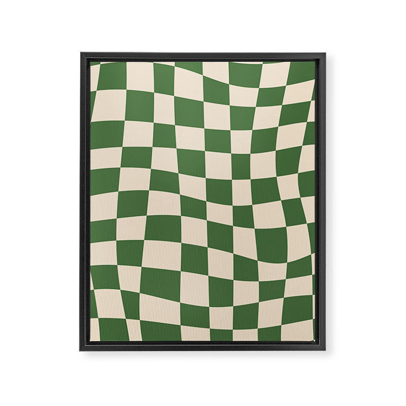 Retro Forest Green checkered Framed Canvas Print Gallery Image 6