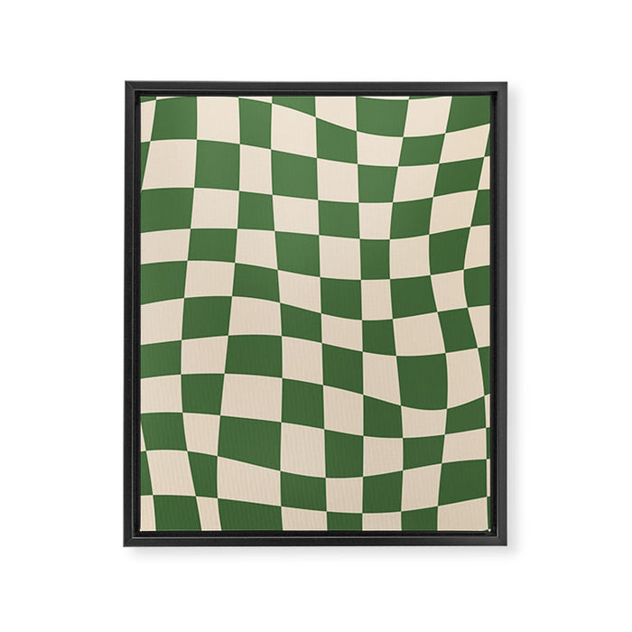 Retro Forest Green checkered Framed Canvas Print Gallery Image 1