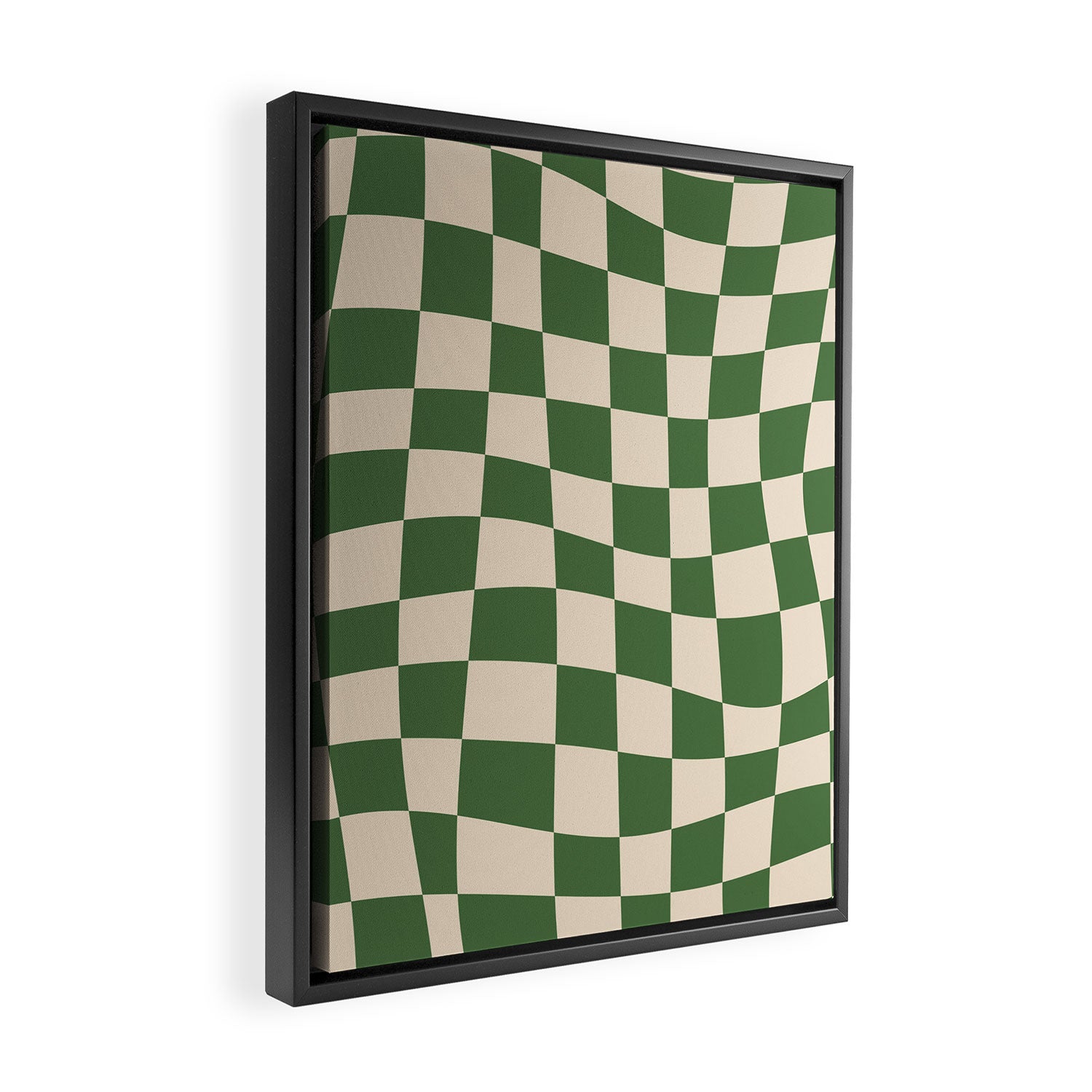 Retro Forest Green checkered Framed Canvas Print Gallery Image 2