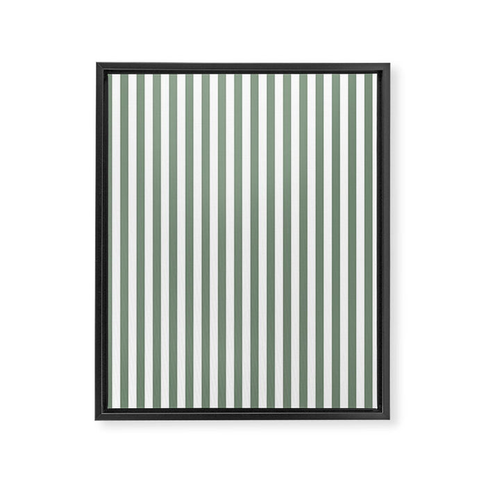 Sage Green Stripes Framed Canvas Print Gallery Image 1