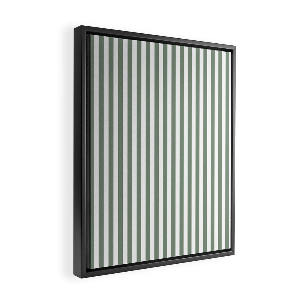 Sage Green Stripes Framed Canvas Print Gallery Image 2