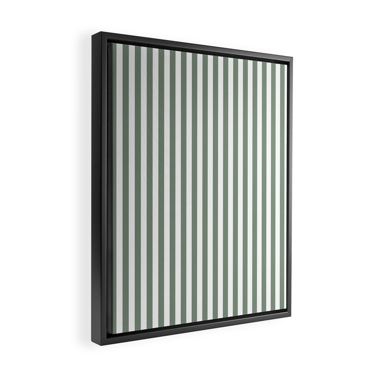 Sage Green Stripes Framed Canvas Print Gallery Image 2