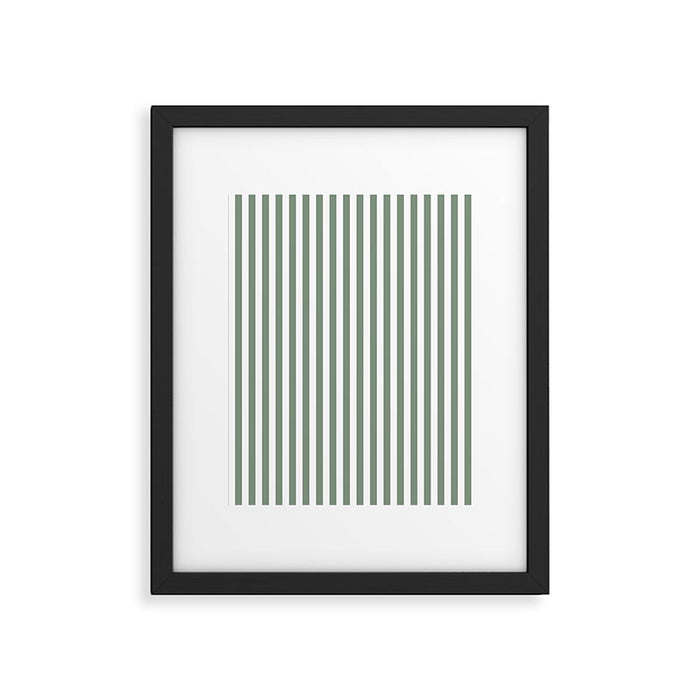 Sage Green Stripes Framed Art Print Gallery Image 1