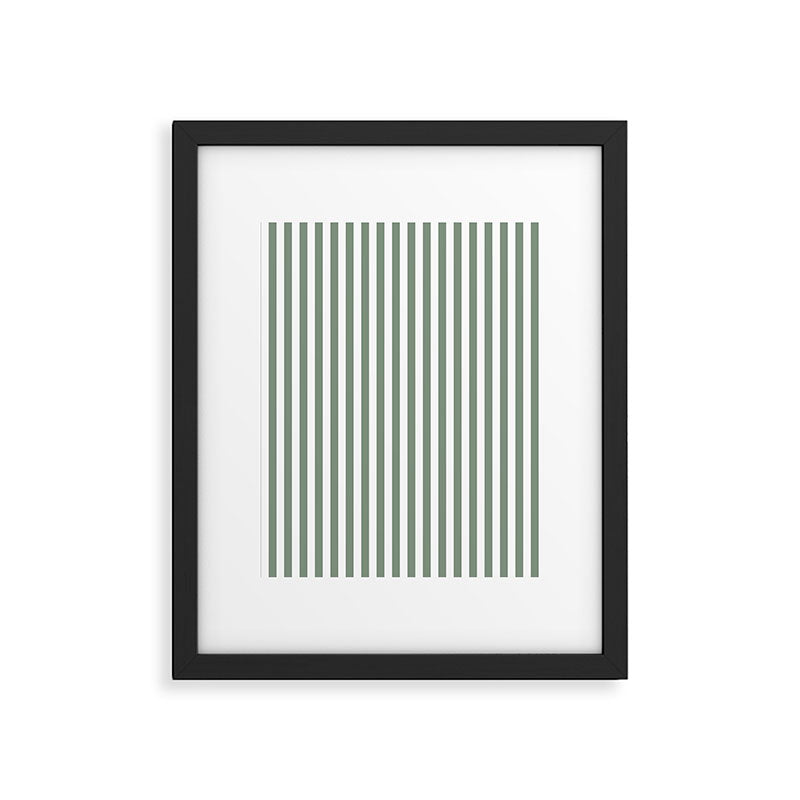 Sage Green Stripes Framed Art Print Gallery Image 4