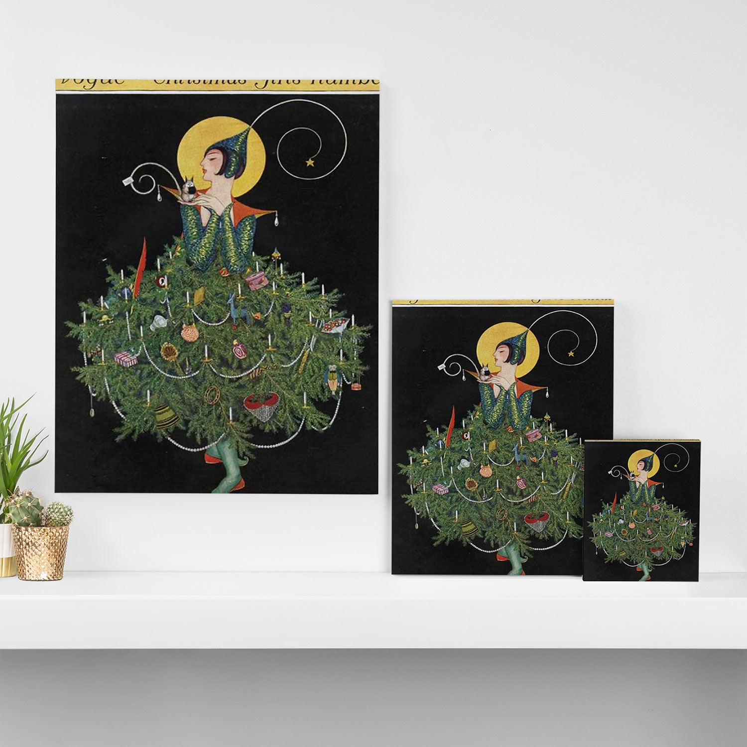Vintage Fashion Magazine Cover - Illustration December 1914 - Christmas Tree Woman Canvas Print Gallery Image 3