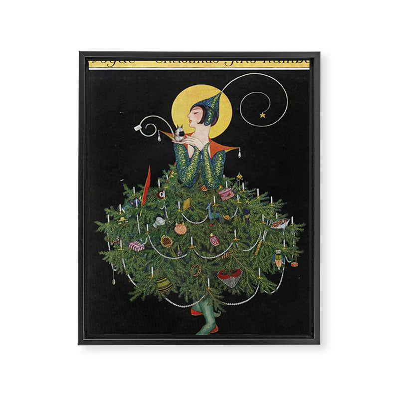 Vintage Fashion Magazine Cover - Illustration December 1914 - Christmas Tree Woman Framed Canvas Print Gallery Image 3