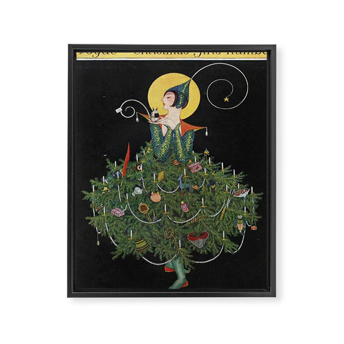 Vintage Fashion Magazine Cover - Illustration December 1914 - Christmas Tree Woman Framed Canvas Print Gallery Image 1
