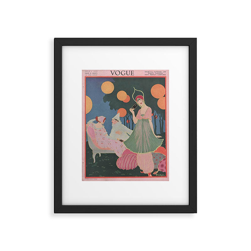 Vintage Fashion Magazine Cover Illustration July 1913 - Carnival Framed Art Print Gallery Image 5
